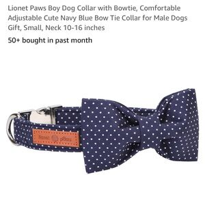 Lionet Paws sz SM navy blue polkadot bow tie collar